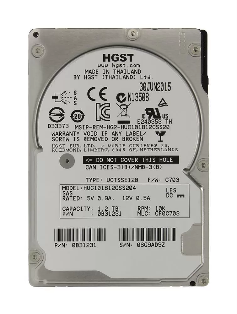 Жесткий диск HGST Ultrastar C10K1800 1.2TB 2.5" SAS, HUC101812CS4204