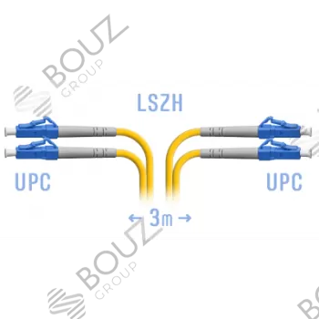 Патчкорд оптический LC/UPC, SM, Duplex, 1.5 метра, LSZH 3мм